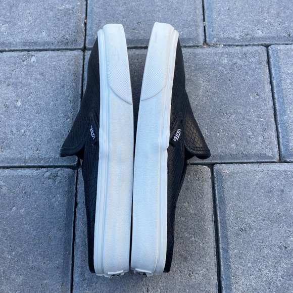 Vans Unisex W-5.5/M-4 Black Leather Snake Print Mules Casual Low Top Slip-Ons - Picture 5 of 7